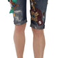 Dolce & Gabbana Blue Denim Mid Waist Crystal Capri Shorts