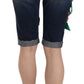 Dolce & Gabbana Blue Denim Mid Waist Crystal Capri Shorts