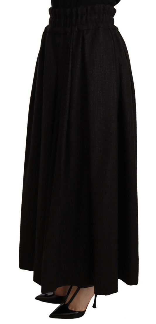 Dolce & Gabbana Black Wool High Waist Maxi PIECE Skirt