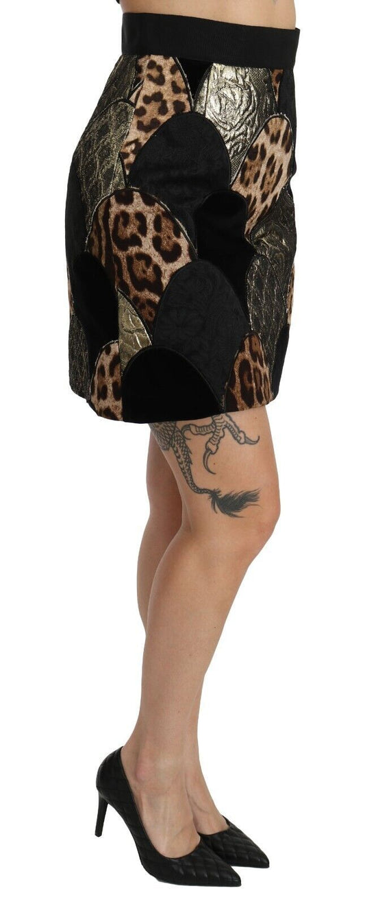 Dolce & Gabbana Multicolor Leopard Print High Waist Mini Skirt