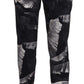 Dolce & Gabbana Black Banana Leaf Print Skinny Capri Pants