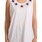 Dolce & Gabbana White Cotton Floral Embroidery Tank T-shirt Top