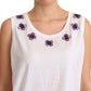 Dolce & Gabbana White Cotton Floral Embroidery Tank T-shirt Top