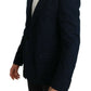 Dolce & Gabbana Blue Solid Cotton Silk Stretch Jacket Blazer