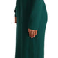 Dolce & Gabbana Green Stretch Crepe Crystal Midi Dress