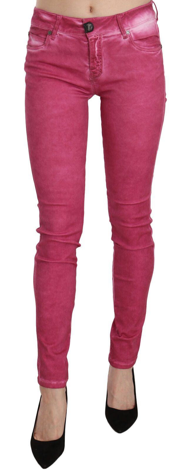 Dolce & Gabbana Pink Velvet Mid Waist Skinny Trouser Pants