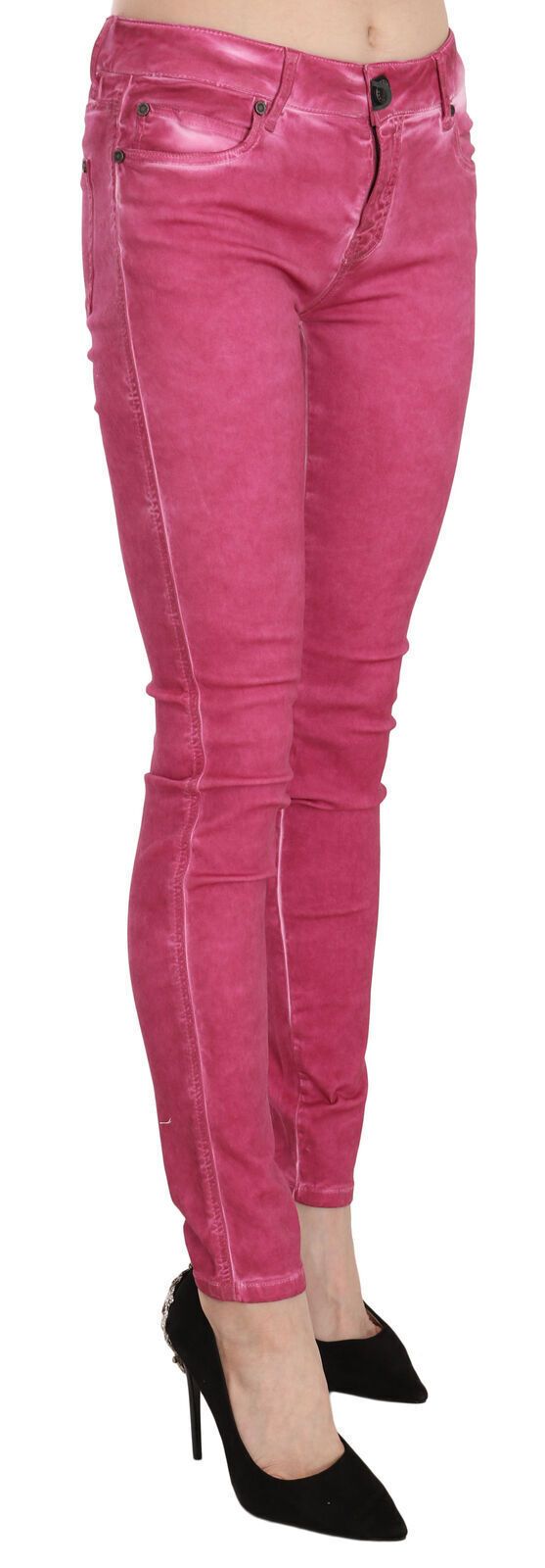 Dolce & Gabbana Pink Velvet Mid Waist Skinny Trouser Pants