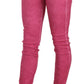 Dolce & Gabbana Pink Velvet Mid Waist Skinny Trouser Pants