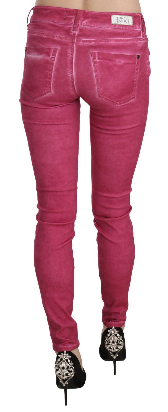 Dolce & Gabbana Pink Velvet Mid Waist Skinny Trouser Pants