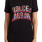 Dolce & Gabbana Black Cotton Large Print Top Crewneck T-shirt