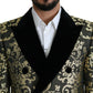 Dolce & Gabbana Black Gold Jacquard Long Coat SICILIA Jacket