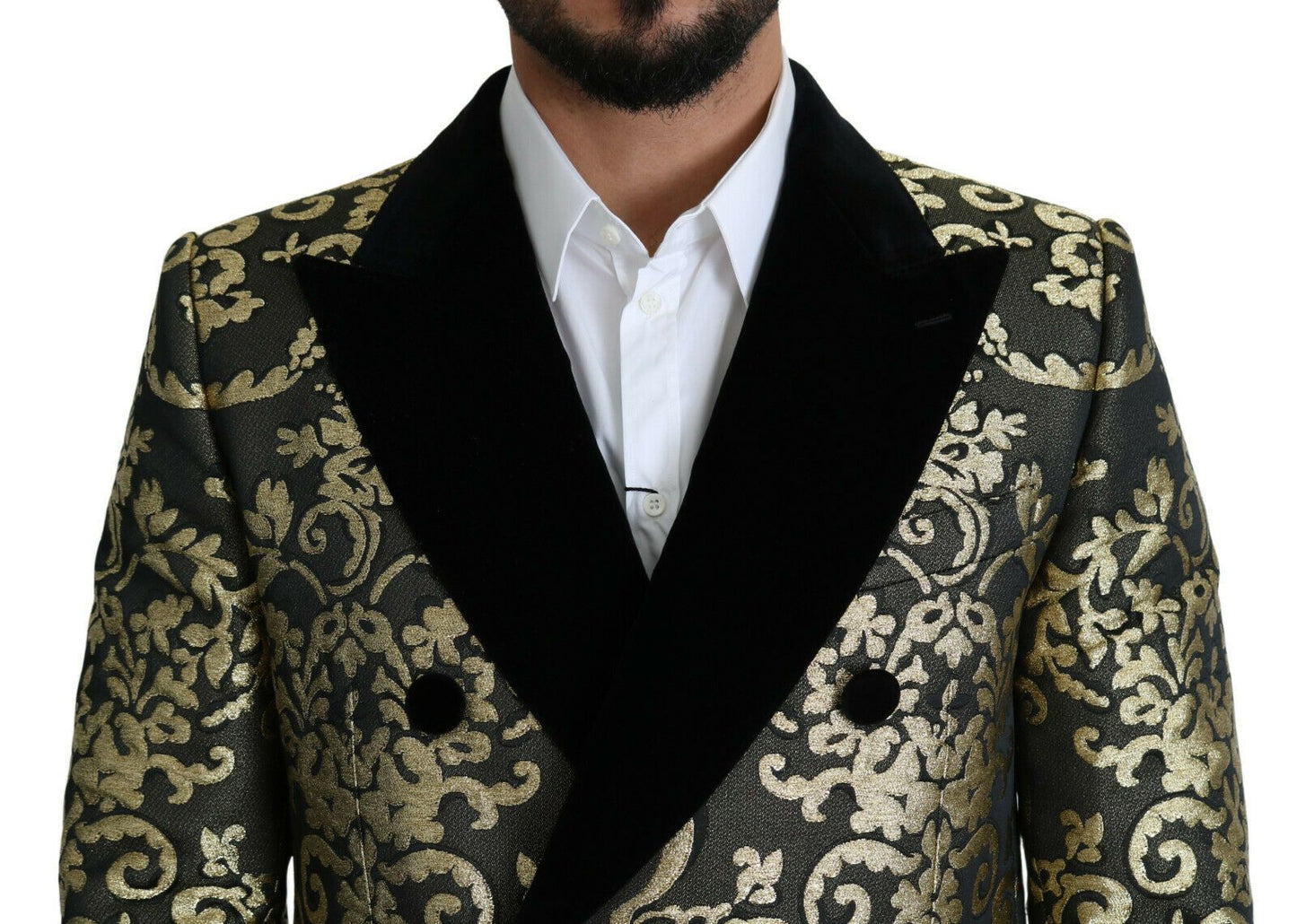 Dolce & Gabbana Black Gold Jacquard Long Coat SICILIA Jacket