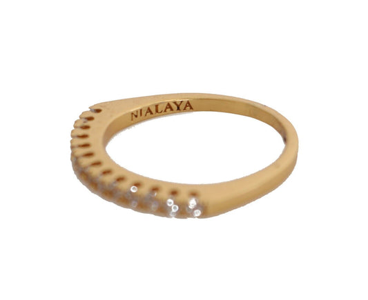 Nialaya Gold Authentic Womens Clear CZ Gold 925 Silver Ring