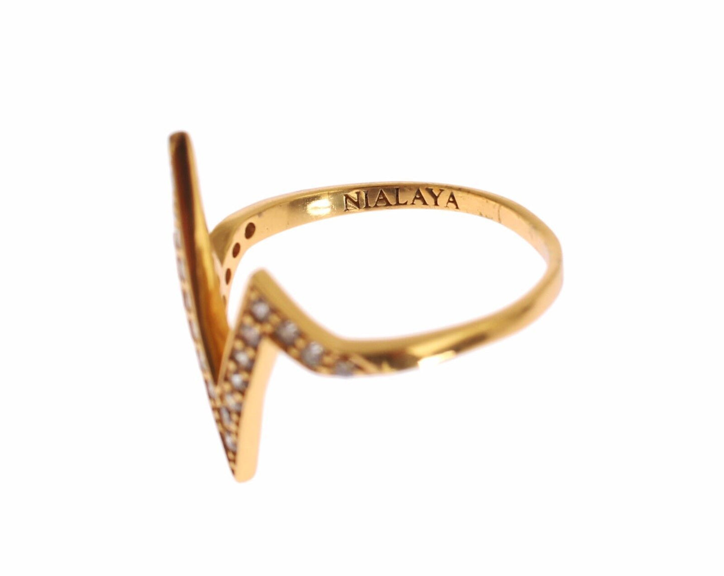 Nialaya Gold 925 Silver Womens Clear CZ 18K Ring