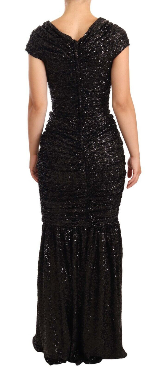 Dolce & Gabbana Black Sequined Long Dress