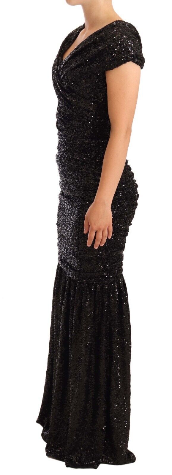 Dolce & Gabbana Black Sequined Long Dress