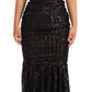 Dolce & Gabbana Black Sequined Long Dress