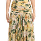 Dolce & Gabbana Yellow Silk Floral Pleated Maxi Dress