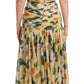 Dolce & Gabbana Yellow Silk Floral Pleated Maxi Dress