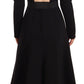 Dolce & Gabbana Black Wool Stretch Sheath Open Back Dress