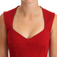 Dolce & Gabbana Red Sweetheart Sleeveless Midi Stretch Dress