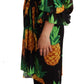 Dolce & Gabbana Black Ananas Print Wrap Stretch Silk Dress