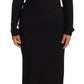 Dolce & Gabbana Black Stretch Turtleneck Sheath Midi Dress