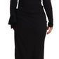 Dolce & Gabbana Black Stretch Turtleneck Sheath Midi Dress