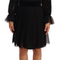 Dolce & Gabbana Black Mesh Pleated Mini Silk Stretch Dress