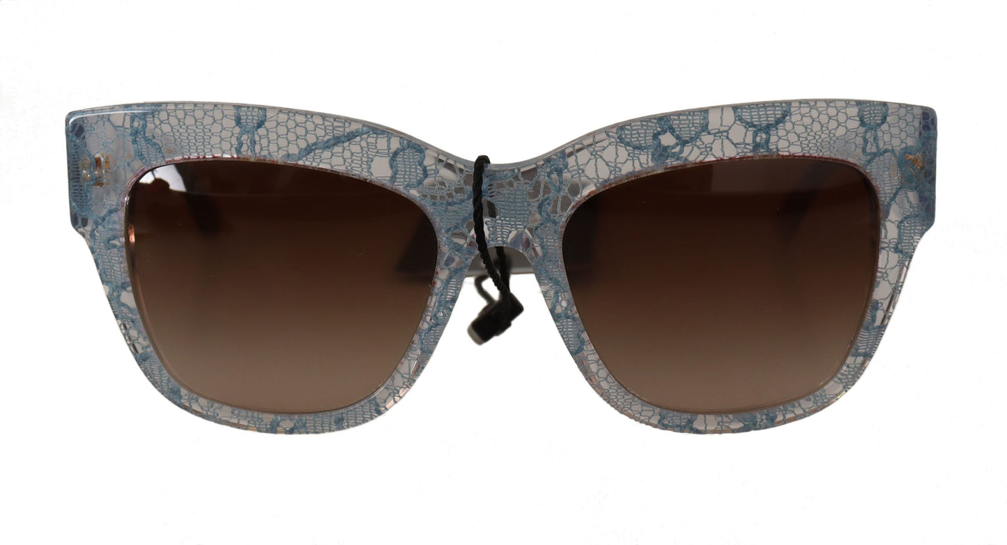 Dolce & Gabbana Blue Lace Acetate Rectangle Shades Sunglasses