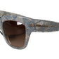 Dolce & Gabbana Blue Lace Acetate Rectangle Shades Sunglasses