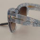 Dolce & Gabbana Blue Lace Acetate Rectangle Shades Sunglasses