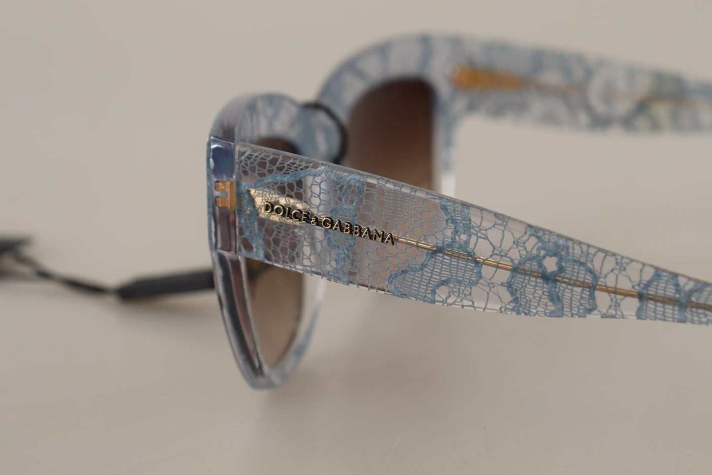 Dolce & Gabbana Blue Lace Acetate Rectangle Shades Sunglasses