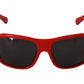 Dolce & Gabbana Red Plastic Swarovski Stones Gray Lens Sunglasses