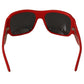 Dolce & Gabbana Red Plastic Swarovski Stones Gray Lens Sunglasses