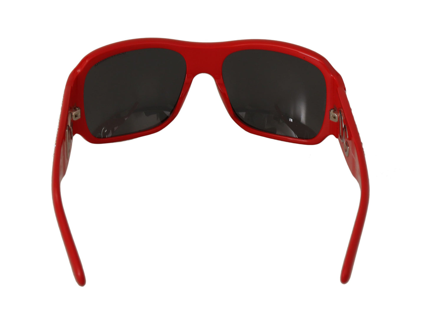 Dolce & Gabbana Red Plastic Swarovski Stones Gray Lens Sunglasses