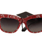 Dolce & Gabbana Red Lace Acetate Rectangle Shades Sunglasses