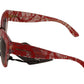 Dolce & Gabbana Red Lace Acetate Rectangle Shades Sunglasses