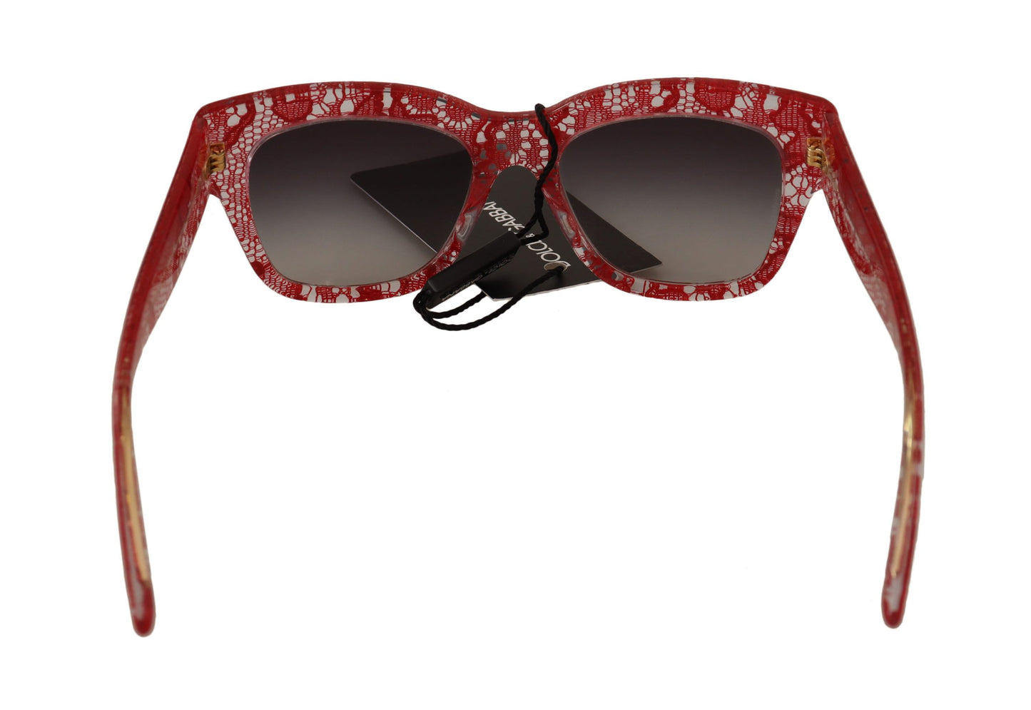 Dolce & Gabbana Red Lace Acetate Rectangle Shades Sunglasses