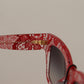 Dolce & Gabbana Red Lace Acetate Rectangle Shades Sunglasses