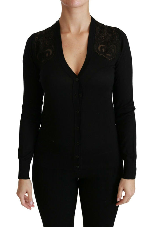 Dolce & Gabbana Black Lace Cardigan Sweater