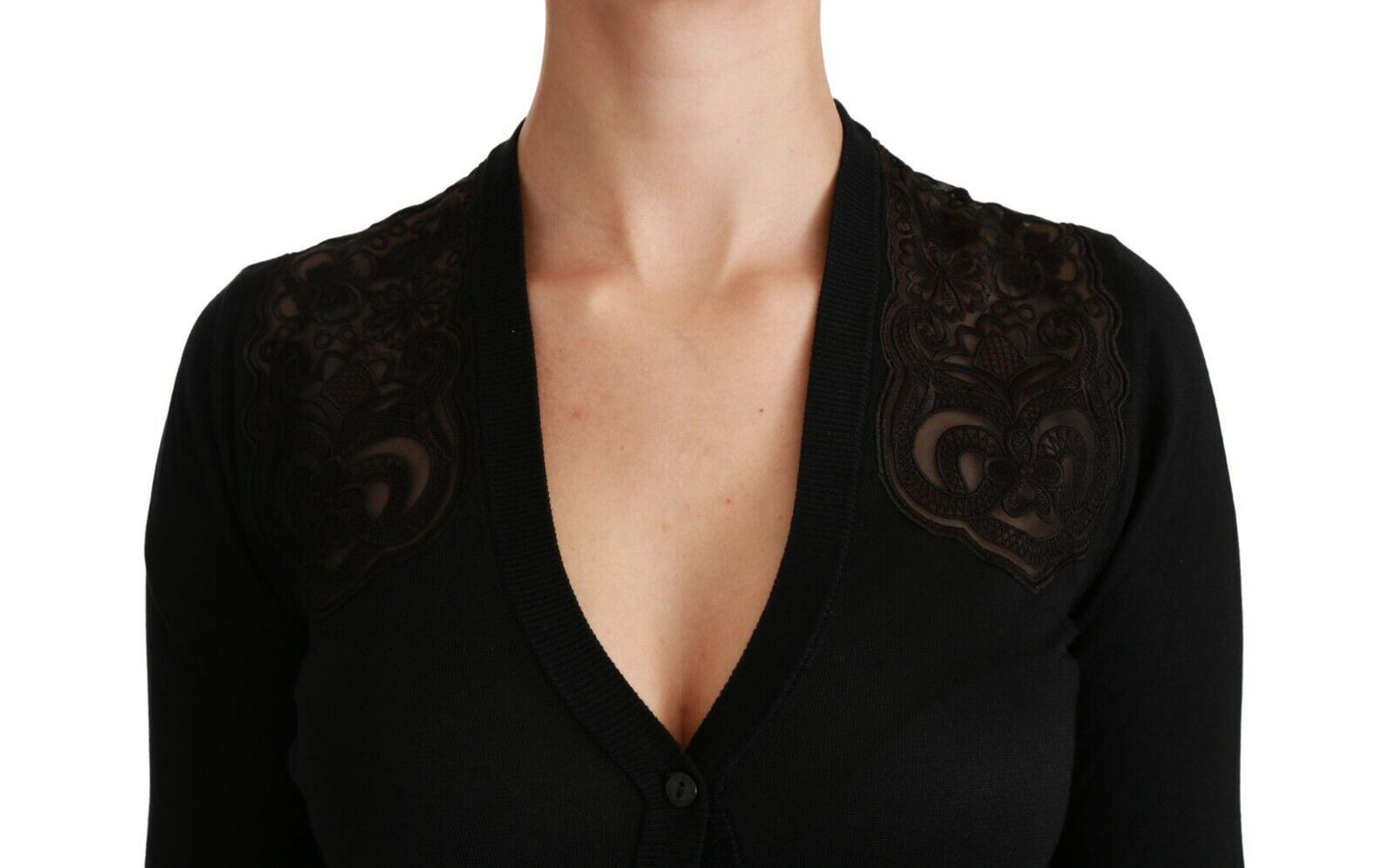 Dolce & Gabbana Black Lace Cardigan Sweater