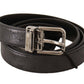 Dolce & Gabbana Black Exotic Leather Silver Buckle Belt