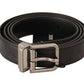 Dolce & Gabbana Black Exotic Leather Silver Buckle Belt