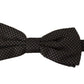 Dolce & Gabbana Black Patterned Silk Adjustable Neck Papillon Bow Tie