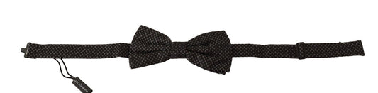 Dolce & Gabbana Black Patterned Silk Adjustable Neck Papillon Bow Tie