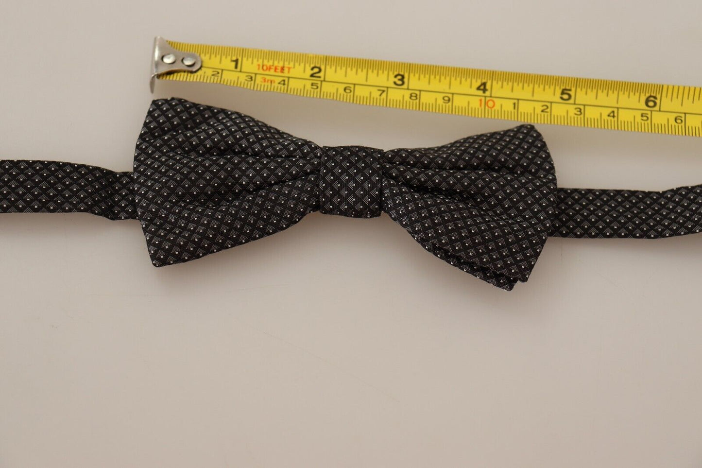 Dolce & Gabbana Black Patterned Silk Adjustable Neck Papillon Bow Tie