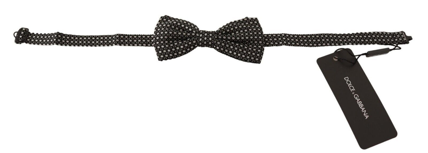 Dolce & Gabbana Black Patterned Adjustable Neck Papillon Bow Tie