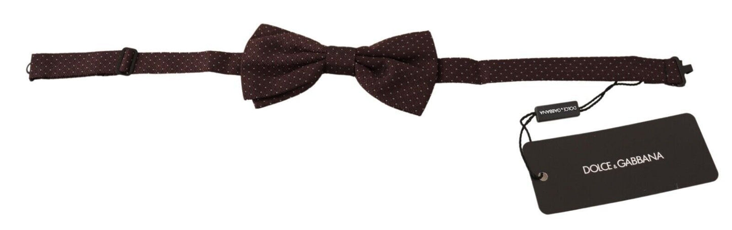 Dolce & Gabbana Brown Dotted Silk Adjustable Neck Papillon Bow Tie