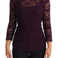 Dolce & Gabbana Purple Lace Long Sleeve Top Blouse